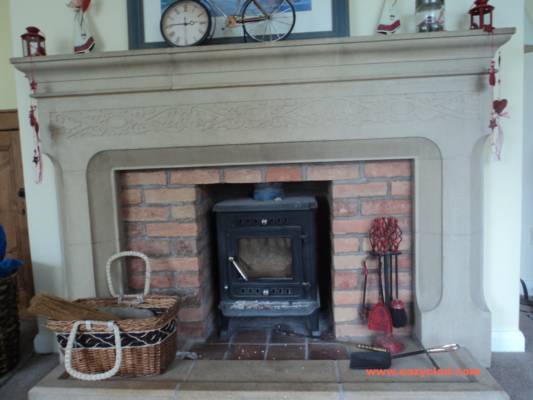 make a fireplace surround using brick tiles - EAZYCLAD STONE CLADDING